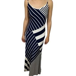 Vince Camuto Blue and White Striped Maxi Dress